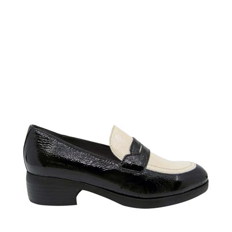 Wonders Femme Loafer Noir Blanc Cass Chaussures Pierre Roy Saint Jean