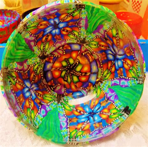 Beautiful Handmade Kaleidoscope Polymer Clay Glass Bowl Hand Sculpted