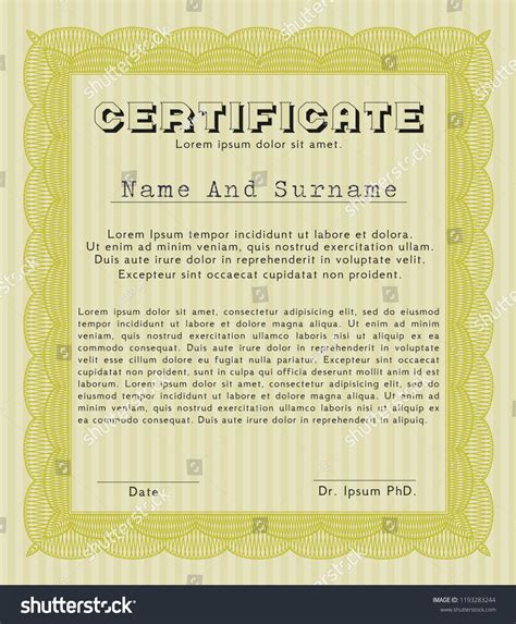 Yellow Diploma Or Certificate Template Superior Royalty Free Stock Vector 1193283244