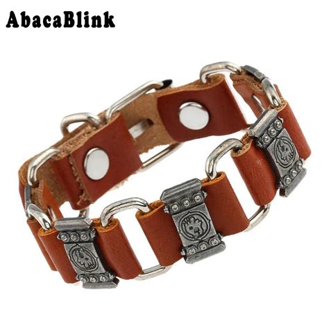 Punk Schmuck Echtes Leder M Nner Armband Rock Stil Wolf Kopf Muster