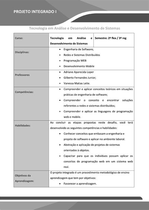 PROJETO INTEGRADO ADS Análise e Desenvolvimento de Sistemas