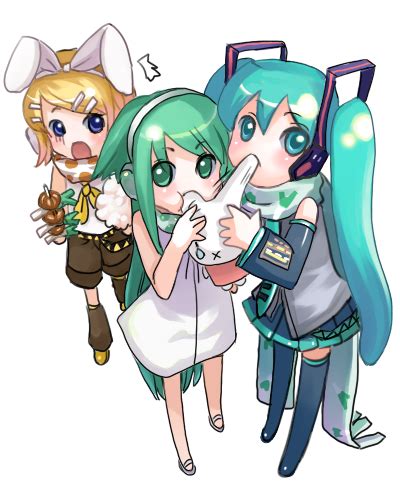 Hatsune Miku Kagamine Rin Saya And Miffy Vocaloid And 2 More Drawn