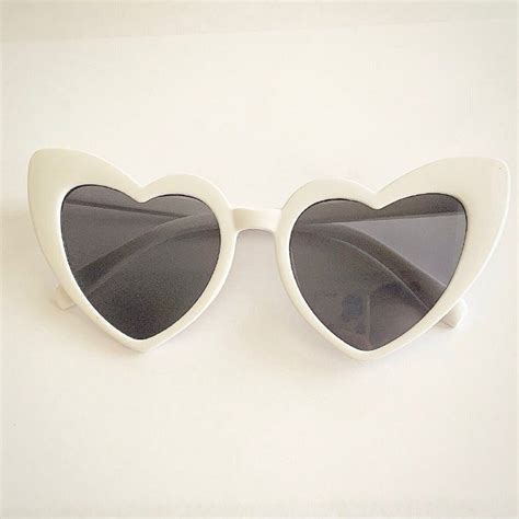 White Love Heart Shaped Sunglasses Etsy