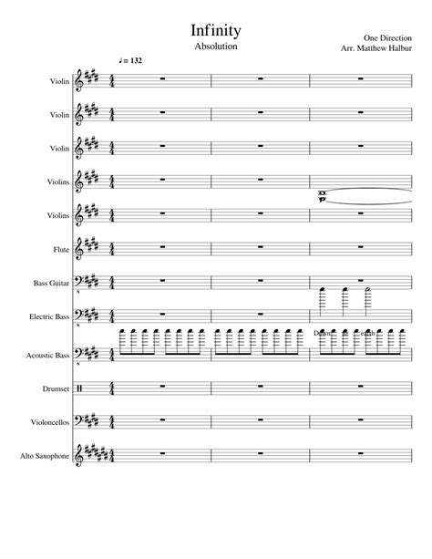 Infinity One Direction Sheet Music For Violin Flute Drum Group