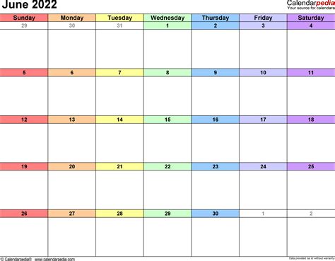 June Calendars For Word Excel Pdf Printable June Calendar