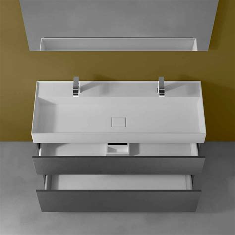 Mobile Bagno Doppio Lavabo Integrato Design Moderno A Terra