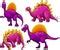 Set Of Purple Dinosaur Cartoon Character Stock Vector Illustration Of