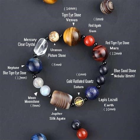 Planets Astronomical Solar System Tiger Eye Gem Stone Bracelet For