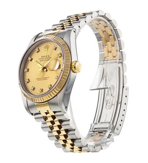 Rolex Datejust 16233 Dial Champagne Diamond Pulsera Para Hombre Acero