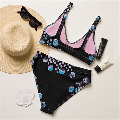 Pink And Blue Bikini Eco Friendly Recycled High Waisted Etsy
