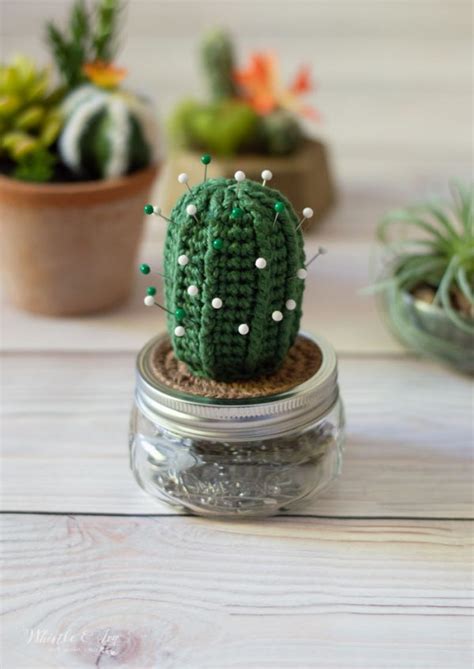 Crochet Cactus Pincushion Free Crochet Pattern Whistle And Ivy