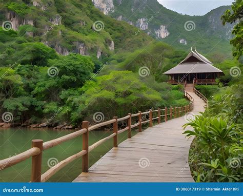 Walkway And Pavilion In Khao Sam Roi Yot National Park Stock