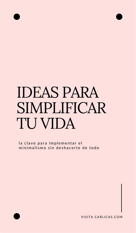 A Pink Cover With Black Dots On It And The Words Ideas Para Simplificr Tu