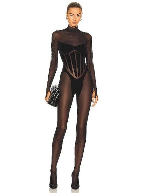 Mugler X Wolford Flock Shaping Catsuit On Carousell