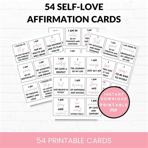 Self Love Affirmation Cards Printable Positive Affirmation Etsy