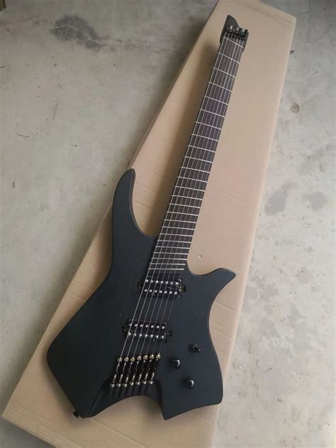 Guitarra El Ctrica Sin Cabeza De 7 Cuerdas Con Hardware Negro Diapas N