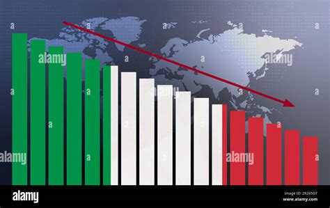 Italy Flag On Bar Chart Concept With Decreasing Values Concept Of