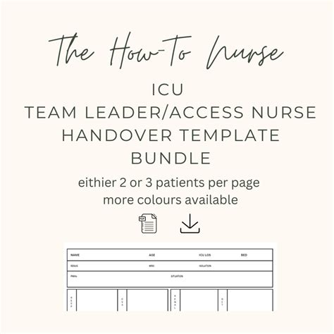 ICU Nurse Team Leader Handover Template Critical Care Access Nurse