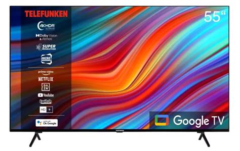 TELEFUNKEN XU55GA660S 55 Zoll Fernseher / Google Smart TV / 4K UHD ...