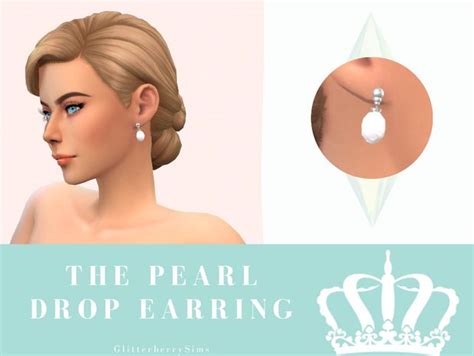 The Pearl Drop Earring Glitterberry Sims Sims Sims 4 Sims 4