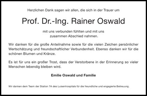 Traueranzeigen Von Prof Dr Ing Rainer Oswald Aachen Gedenkt