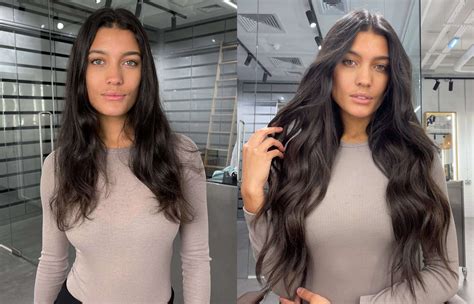 Before And After Brunette Hair Extensions Vixen Blush