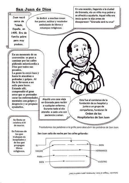 El Rincón de las Melli Breve historia de San Juan de Dios con juego