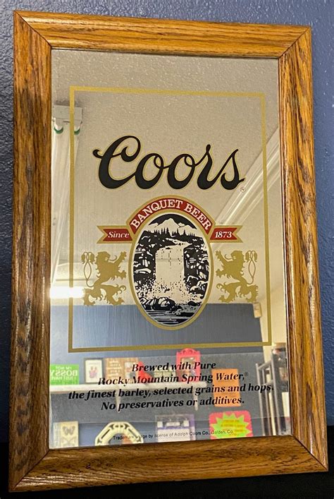 Vintage 1960s Coors Beer Mirror Oak Sign Frame 18l X 125w X 1h Etsy