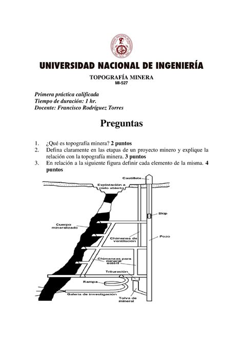 Primera Pr Ctica Calificada Topograf A Minera Mi Primera