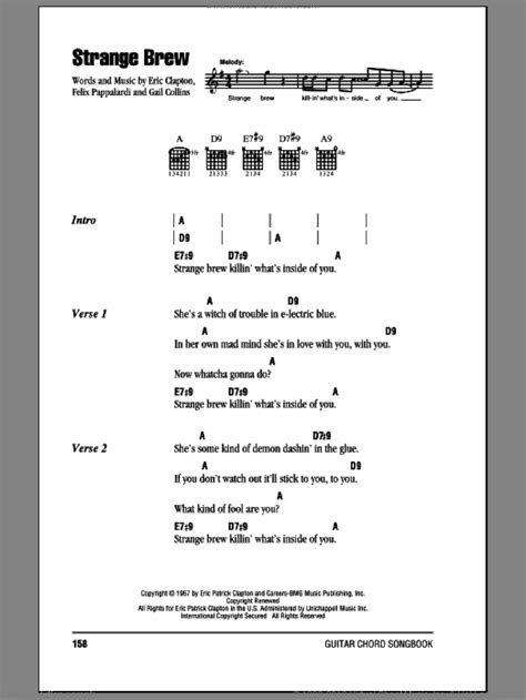 Cream Strange Brew Sheet Music For Guitar Chords V2