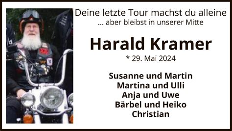 Traueranzeigen Von Harald Kramer Trauer Kreiszeitung De