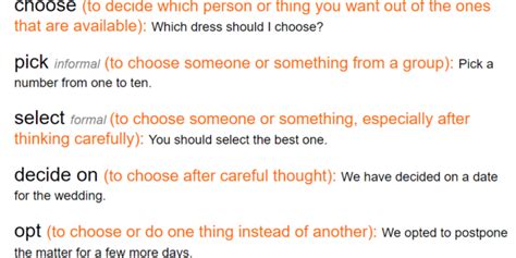 choose synonyms - English Vocabulary – envocabulary.com