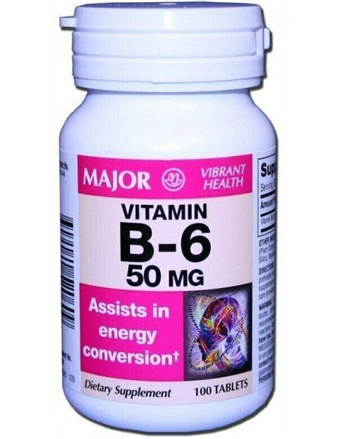 Vit B6 50mg Tablet 100ct Major Pyridoxine Hcl Vitamin B6 Oral Ebay