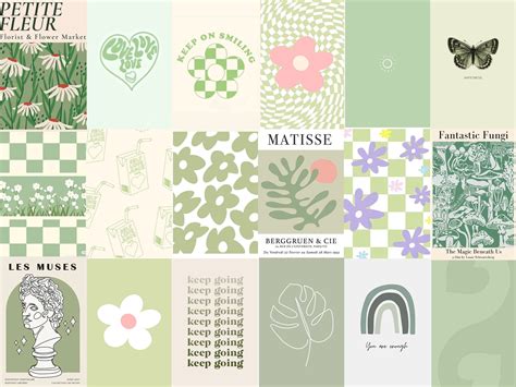 100 Sage Green Danish Pastel Collage Kit Pastell Wandcollage - Etsy Schweiz