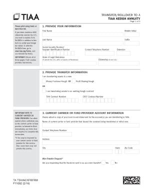 Fillable Online Tiaa Cref Transfer Rollover To A Tiaa Keogh