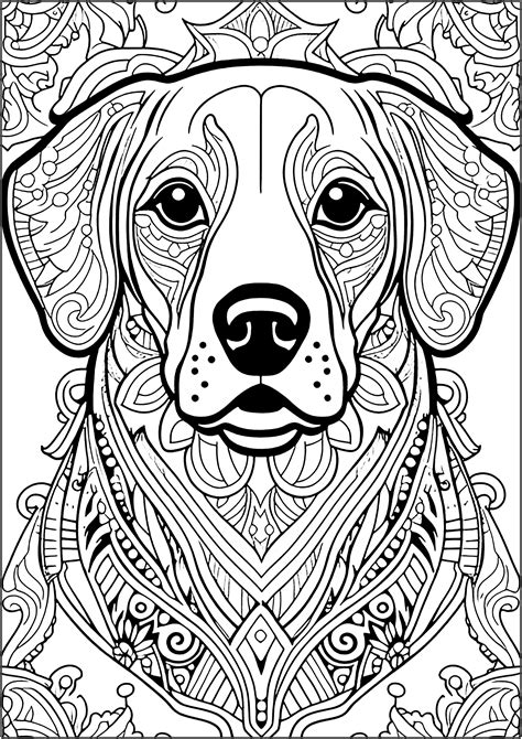 Chien Avec Jolis Motifs Coloriages De Chiens à Imprimer Pour Adultes