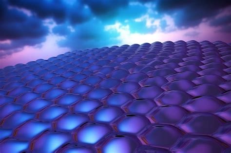 Premium AI Image | A purple hexagon pattern with the sky in the background.