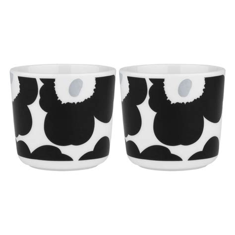 Marimekko Oiva Unikko Coffee Cup W O Handle 2pcs White Coal