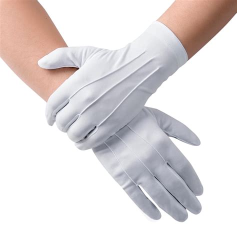 Jisen Men Nylon Cotton Gloves Police Formal Tuxedo Honor Guard Parade Mitten 26cm White