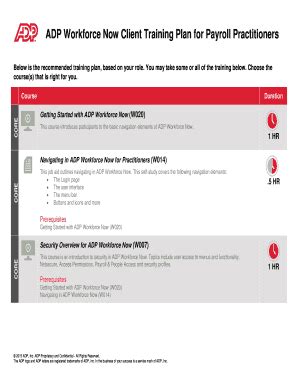 Fillable Online Adp Workforce Now Client Training Plan For Payroll