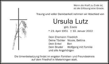 Traueranzeigen Von Ursula Lutz Schwaebische De Trauerportal