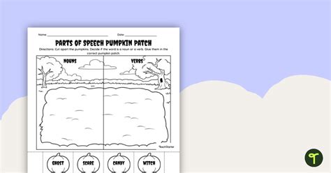 Parts Of Speech Worksheet Halloween Nouns And Verbs Teach Starter