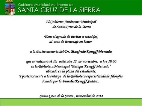 Homenaje En Honor A La Ilustre Memoria Del Dr Manfredo Kempff Mercado