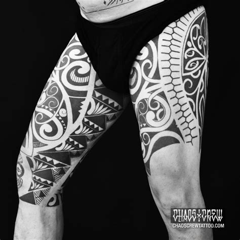 Polynesian Thighs Tattoo Studio München Chaos Crew Tätowierer München