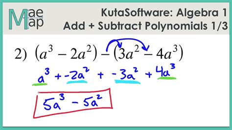 Kutasoftware Algebra 1 Adding And Subtracting Polynomials Part 1