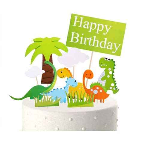 Jual Cake Topper Dinosaurus Hiasan Kue Happy Birthday Dekorasi Kue Cake