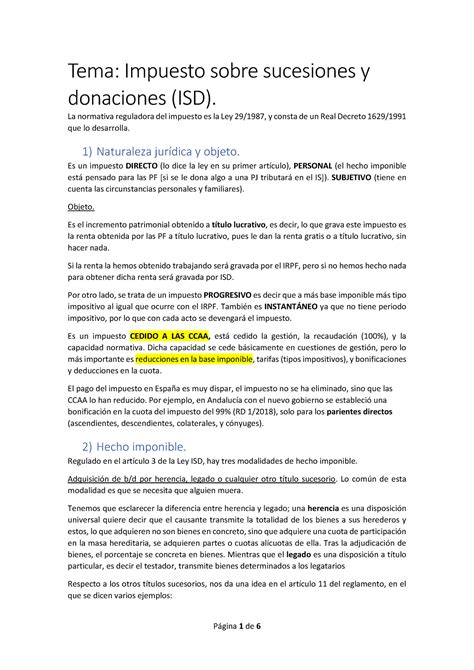 Impuesto Sobre Sucesiones Y Donaciones Isd La Normativa Reguladora