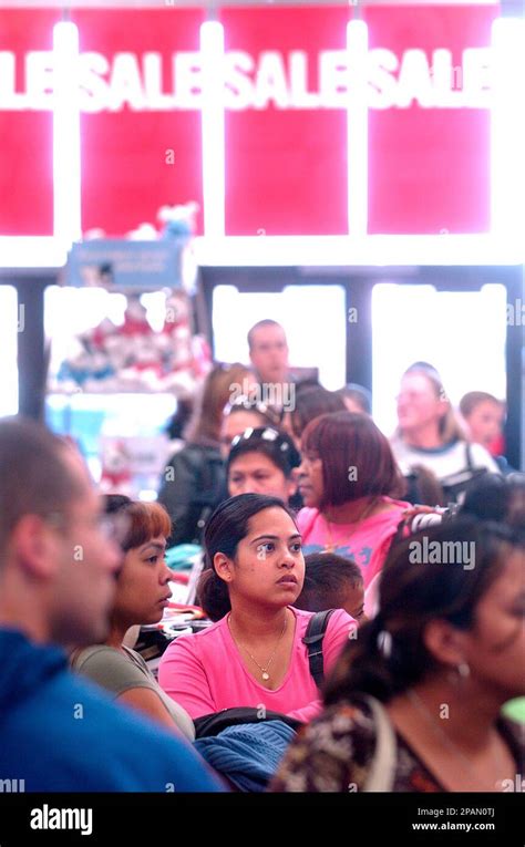 Customers Wait In Line To Check Out At A Daly City Calif Mervyns