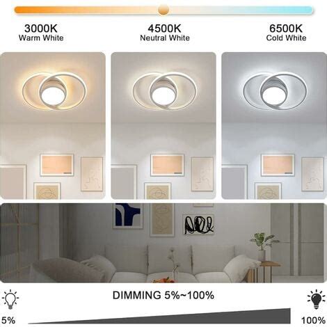 Plafonnier Led Dimmable Moderne Rond Lampe De Plafond Dimmable K