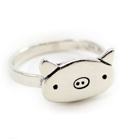 Sterling Silver Pig Ring Silver Pig Head Ring Etsy